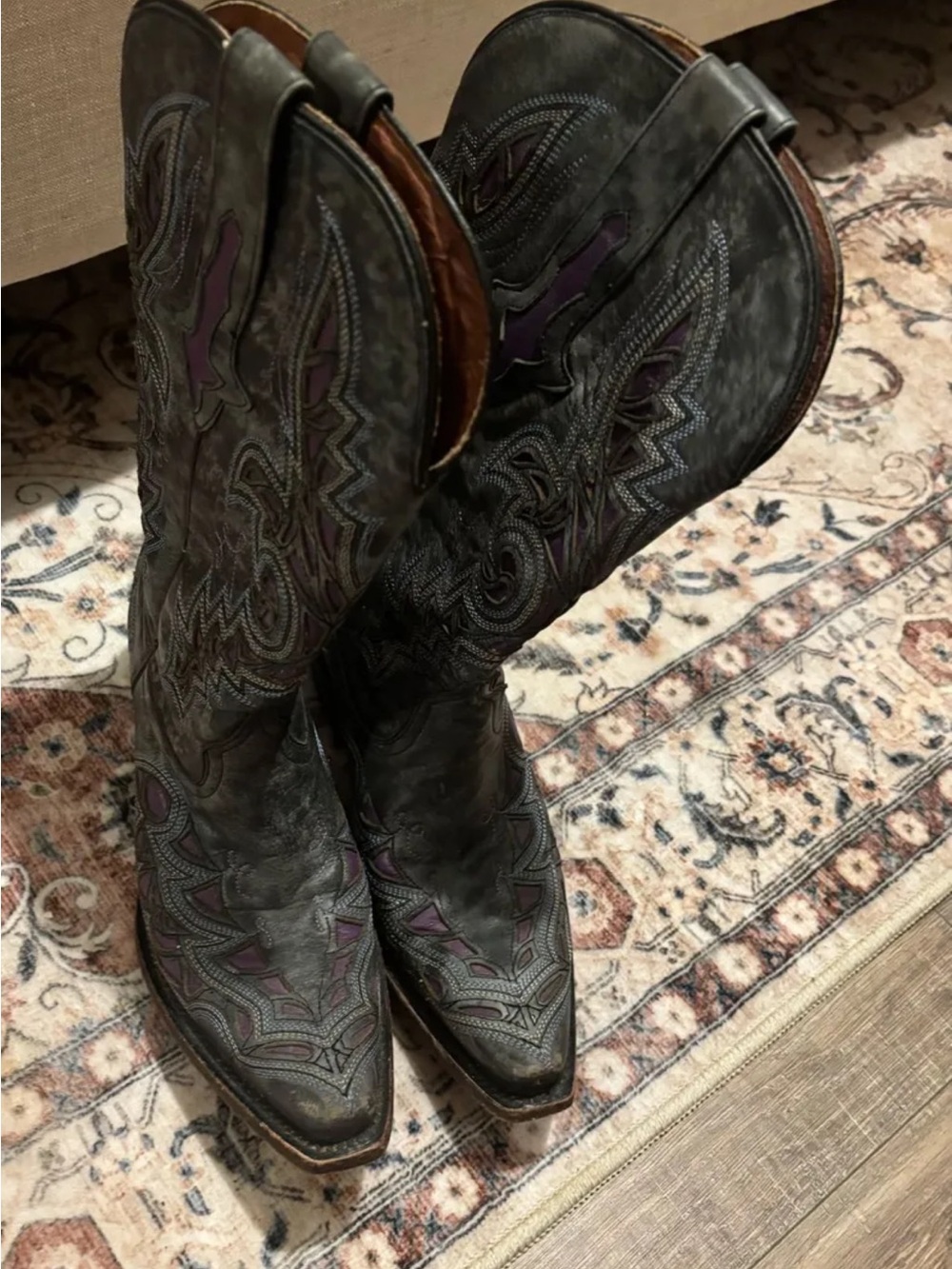 Black Lucchese Leather Cowboy Boots